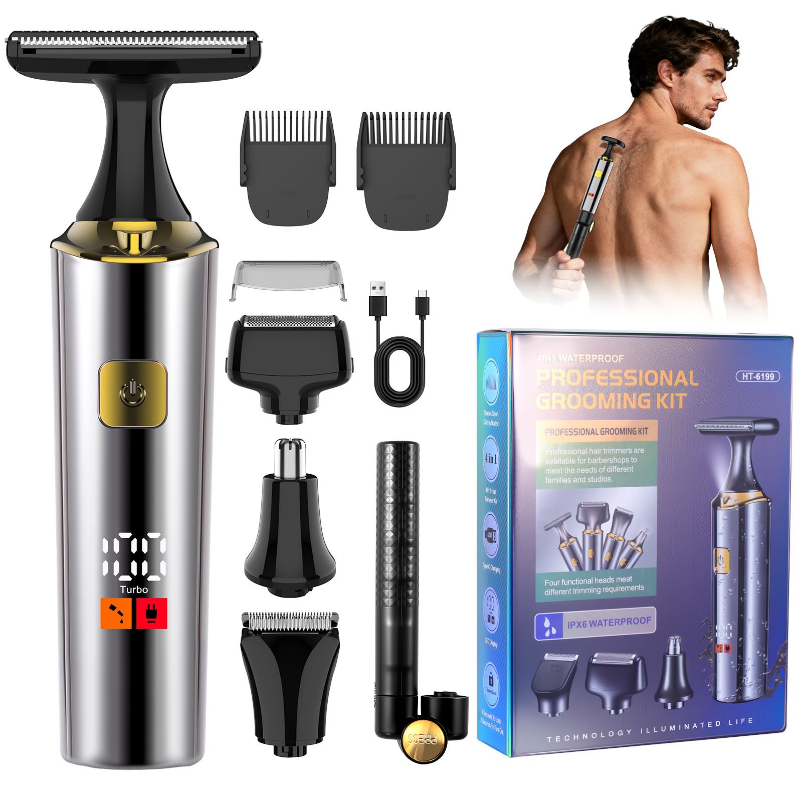 Men Grooming Full Body - Hatteker - Recortadora de Pelo Eléctrica