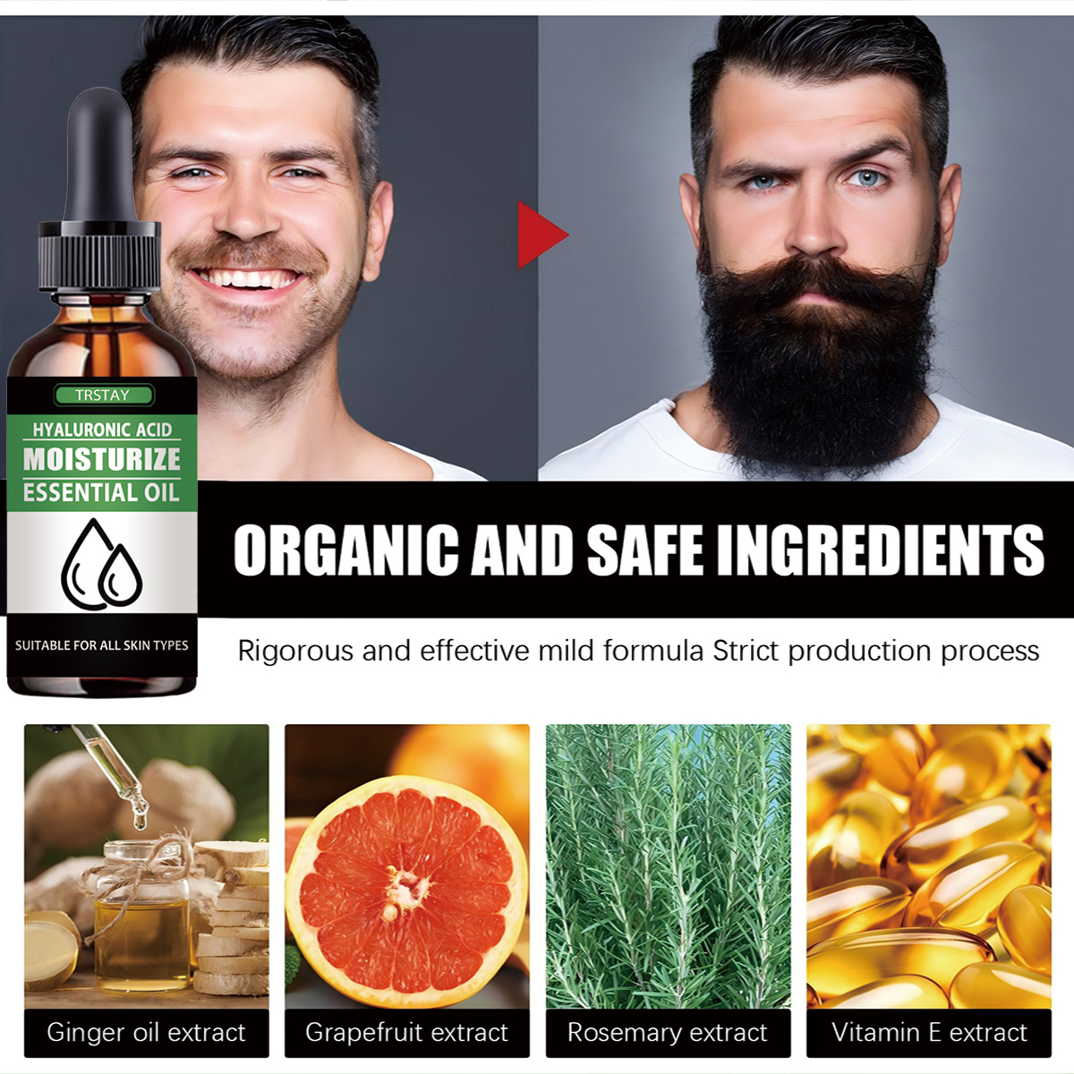 100% Natural acelera el vello  - Beard Oil Growth reseña y precio