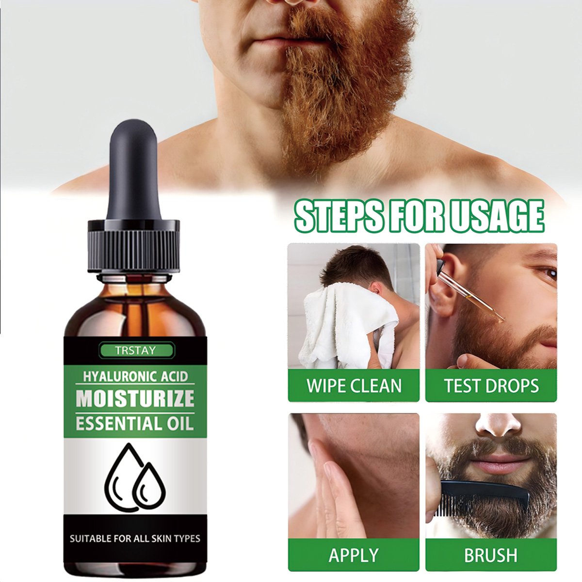100% Natural acelera el vello  - Beard Oil Growth reseña y precio